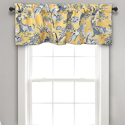Lush Decor Dolores Room Darkening Window Valance, 18 x 52 + 2 Header, Yellow Curtain Valence