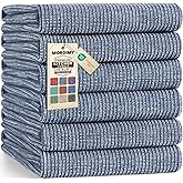 Mordimy Premium Kitchen Towels 6 Pack (18 x 28 Inches, Navy Blue), Large Cotton Kitchen Hand Towel, Flat & Terry Dish Towels for Drying Dishes, Super Absorbent Tea Dishtowels Set with Hanging Loop