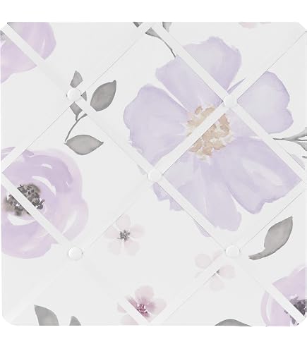 Stoff-Pinnboard Mit Lila Blumen – 33x33 Cm, Für Fotos & Notizen, Ohne Stecknadeln