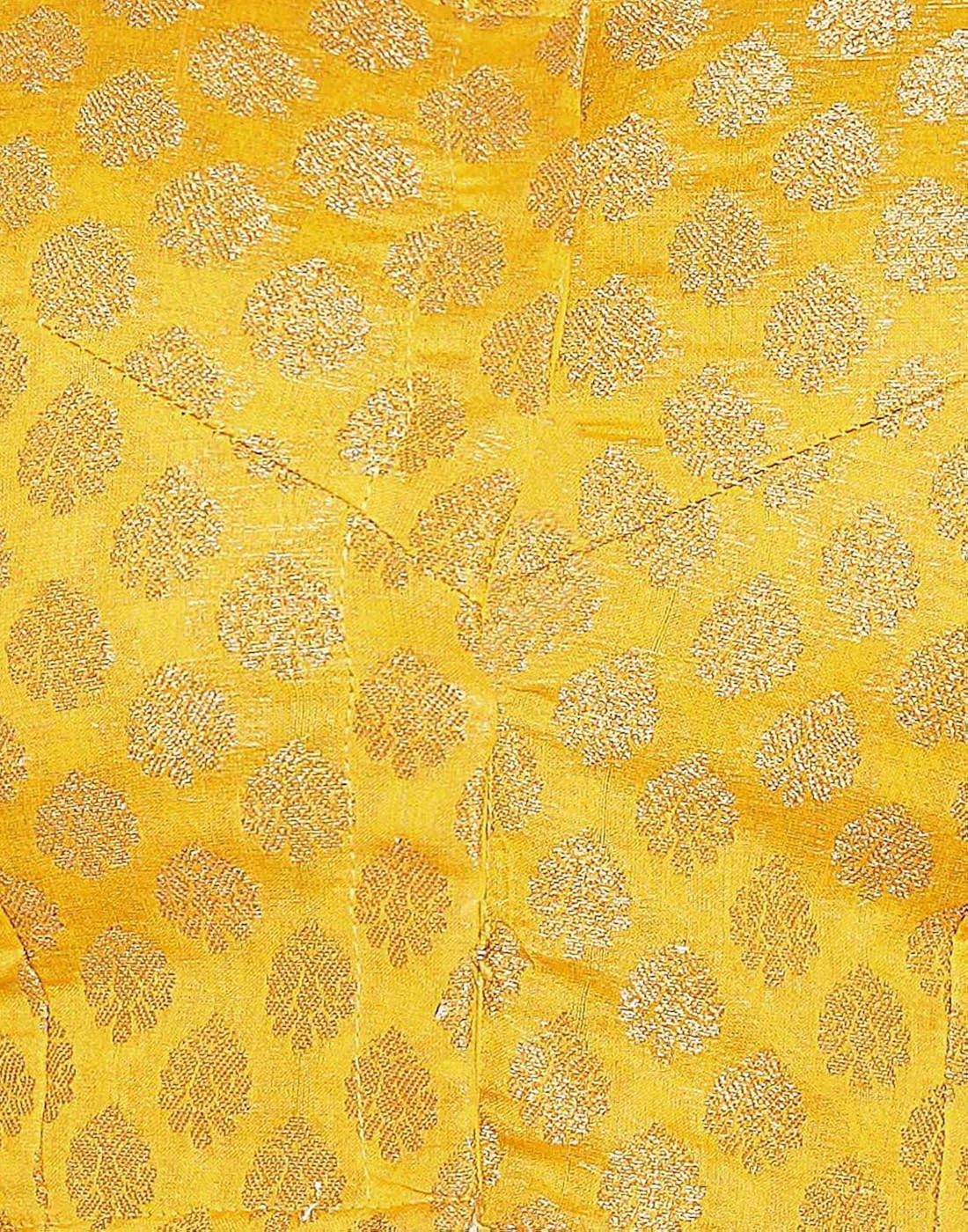 studio shringaar wedding yellow solid short sleeve non-padded blouse