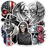 Skull Sticker 8 Pcs (Large Size) Vinyl Stickers Laptop Waterproof Decal for Car Bumper Water Bottle Notebook Luggage Window Birthday Decorations - Size 4 Inches