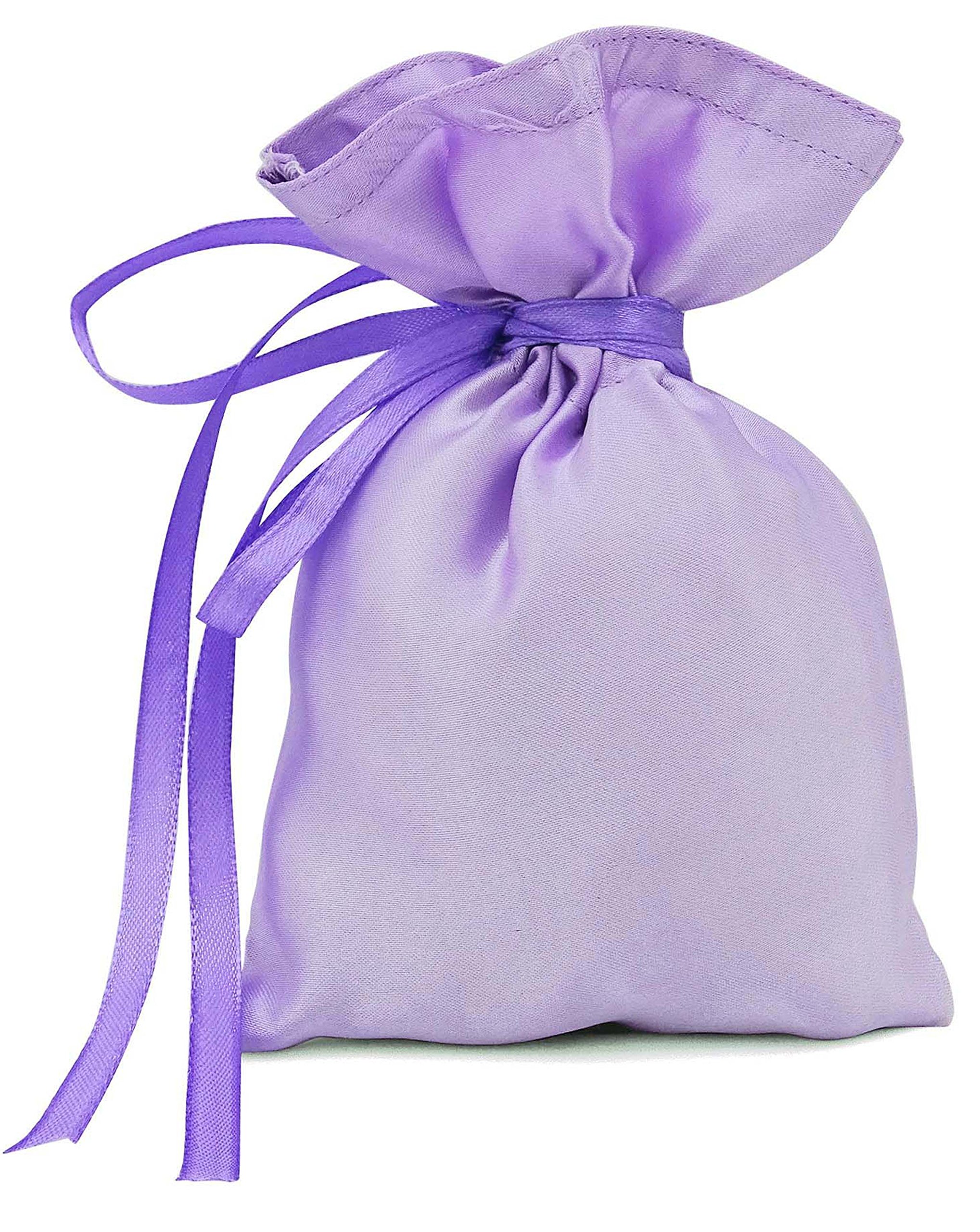 Darling Souvenir 50 Satin Drawstring Gift Pouch Small Wedding Party Favors Bag - 3" x 5.5" inches Baby Shower Thank You Pouches- Lavender
