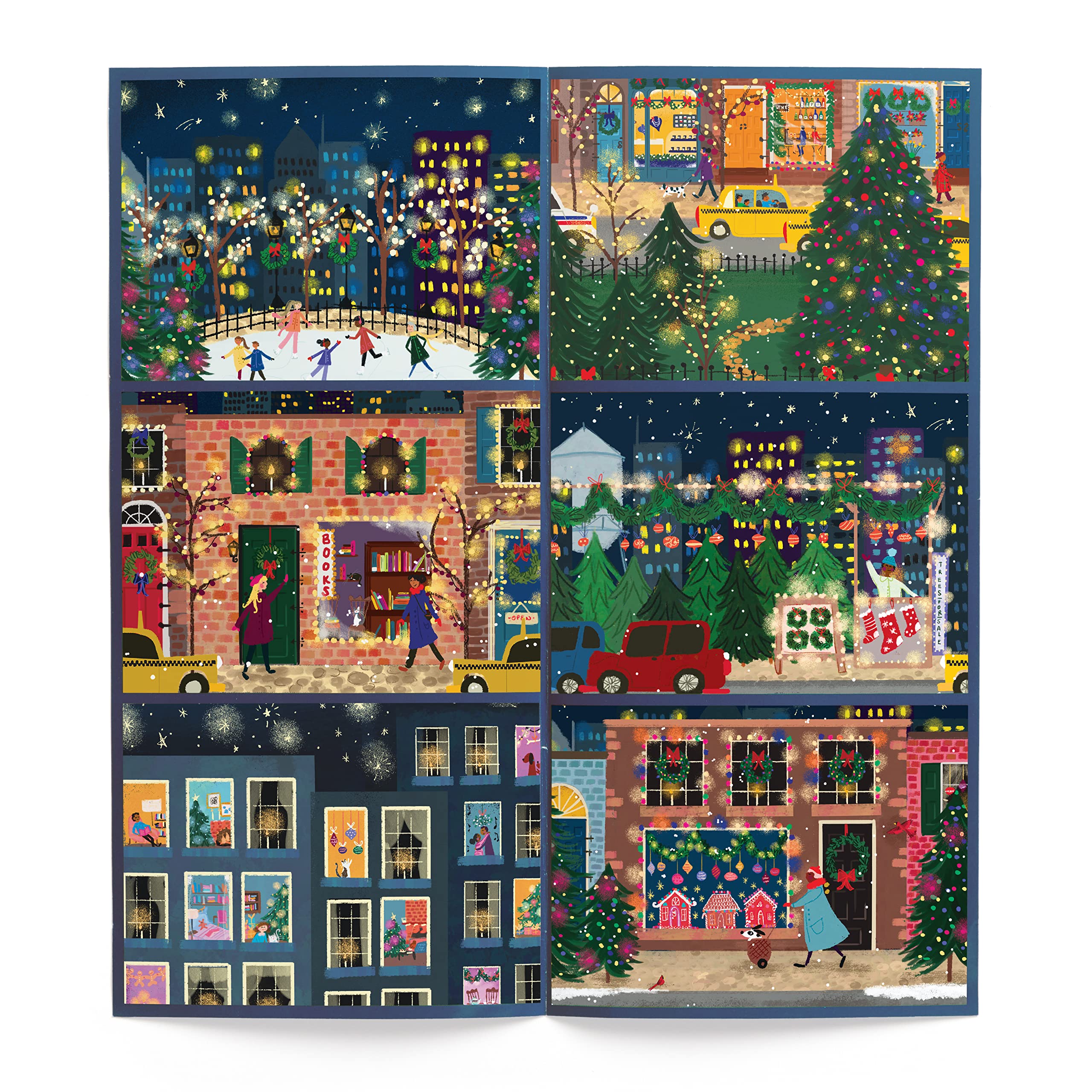 Galison Winter Lights Christmas Countdown – 12 Days of Puzzles Featuring Images of Winter City Fun