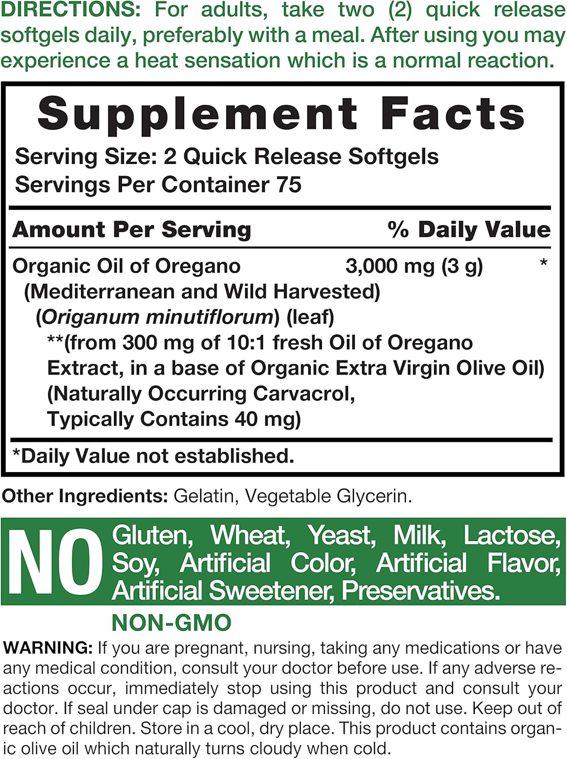 Oregano Oil 3000mg | 150 Softgel Capsules | Non-GMO and Gluten Free Supplement | Contains Carvacrol | Max Potency Extract | by Carlyle: Health & Personal Care