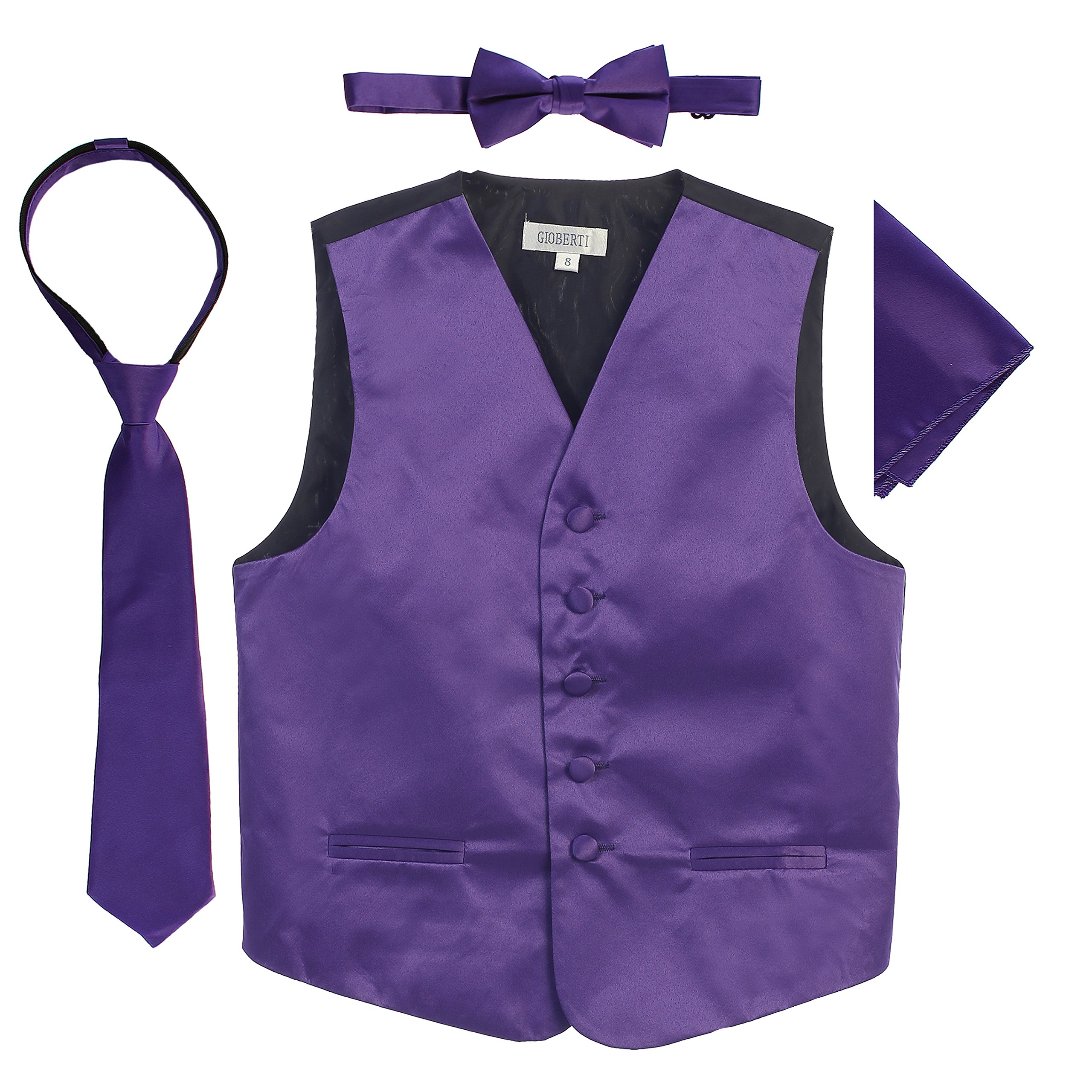 Gioberti Kids and Boys 4pc Satin Formal Vest
