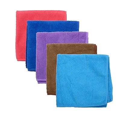 Mmm 5-Piece Microfibre Towel Cloth Set Car And Bike Cleaning Household Dusting, Scratch Free Cleaning - Multi-Color, 30X30Cm, Microfiber 250Gsm