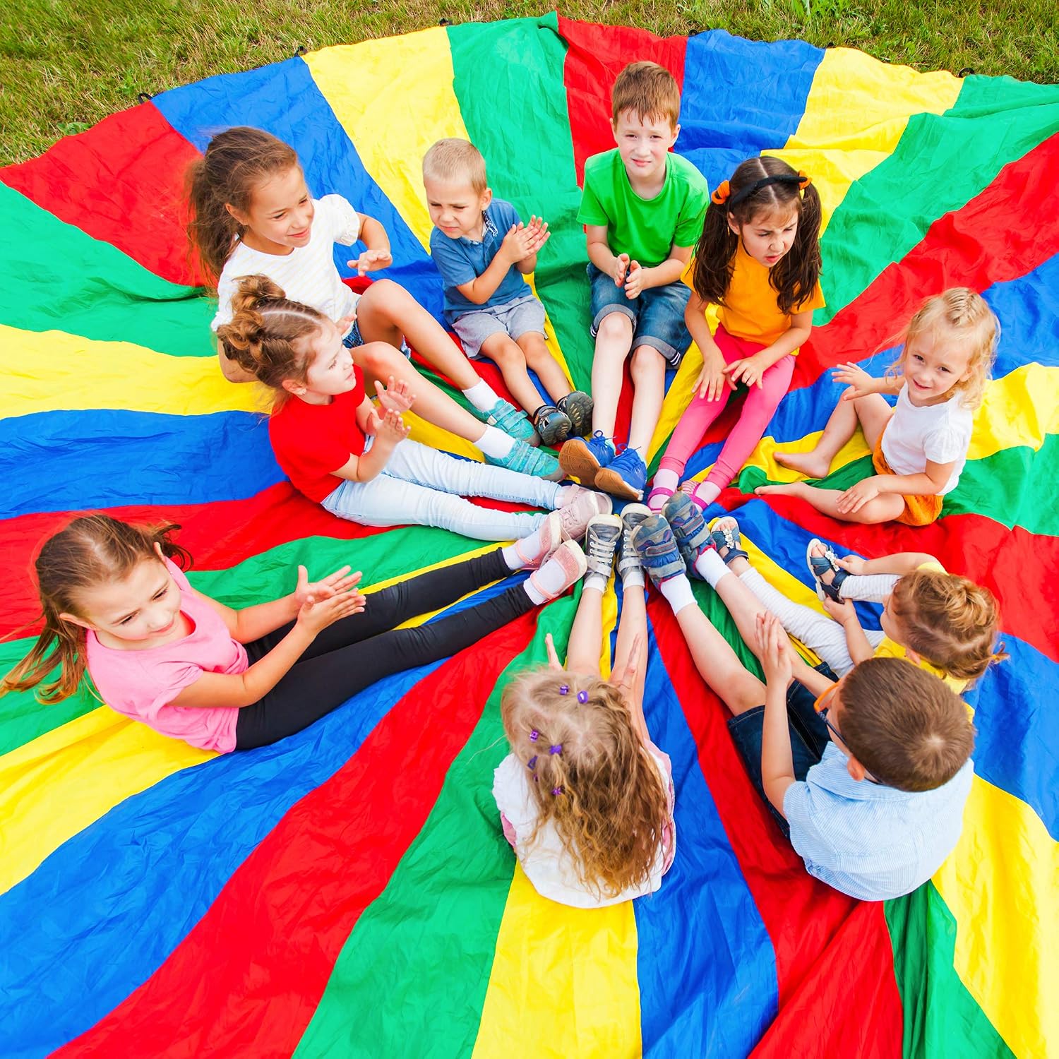 THE TWIDDLERS 20ft Giant Play Parachute with 24 Handles & Storage Bag (6m) - Image 3