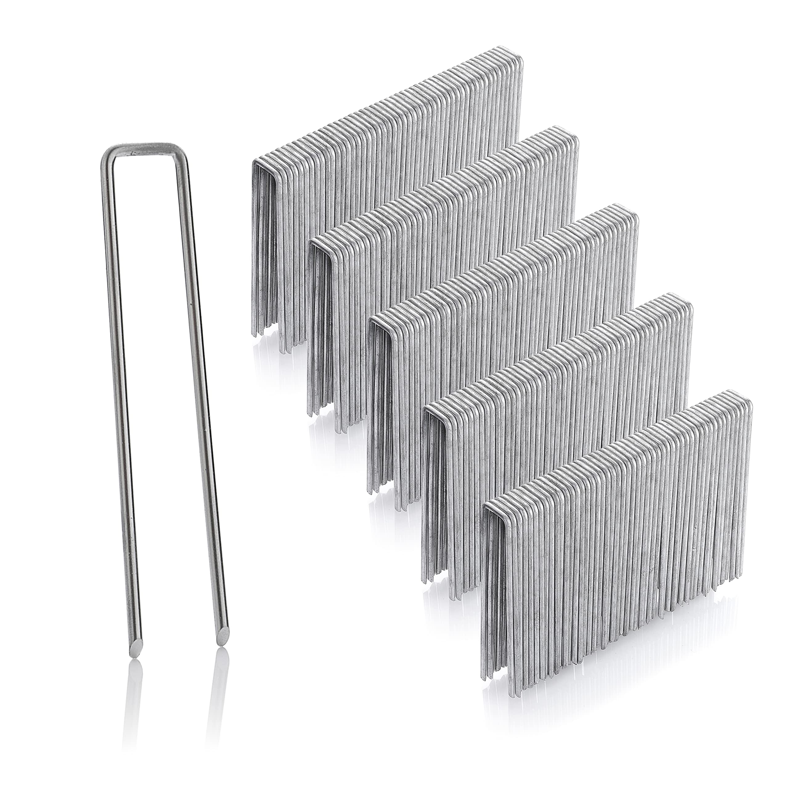 GardenMate 300 Galvanised Ground Anchors, 100 mm Long, 13 mm Wide, Diameter 2.9 mm, Mounting Anchors, Ground Anchors for the Garden, Made of Galvanised Steel, Pegs for Attaching Weed Control Fabric,