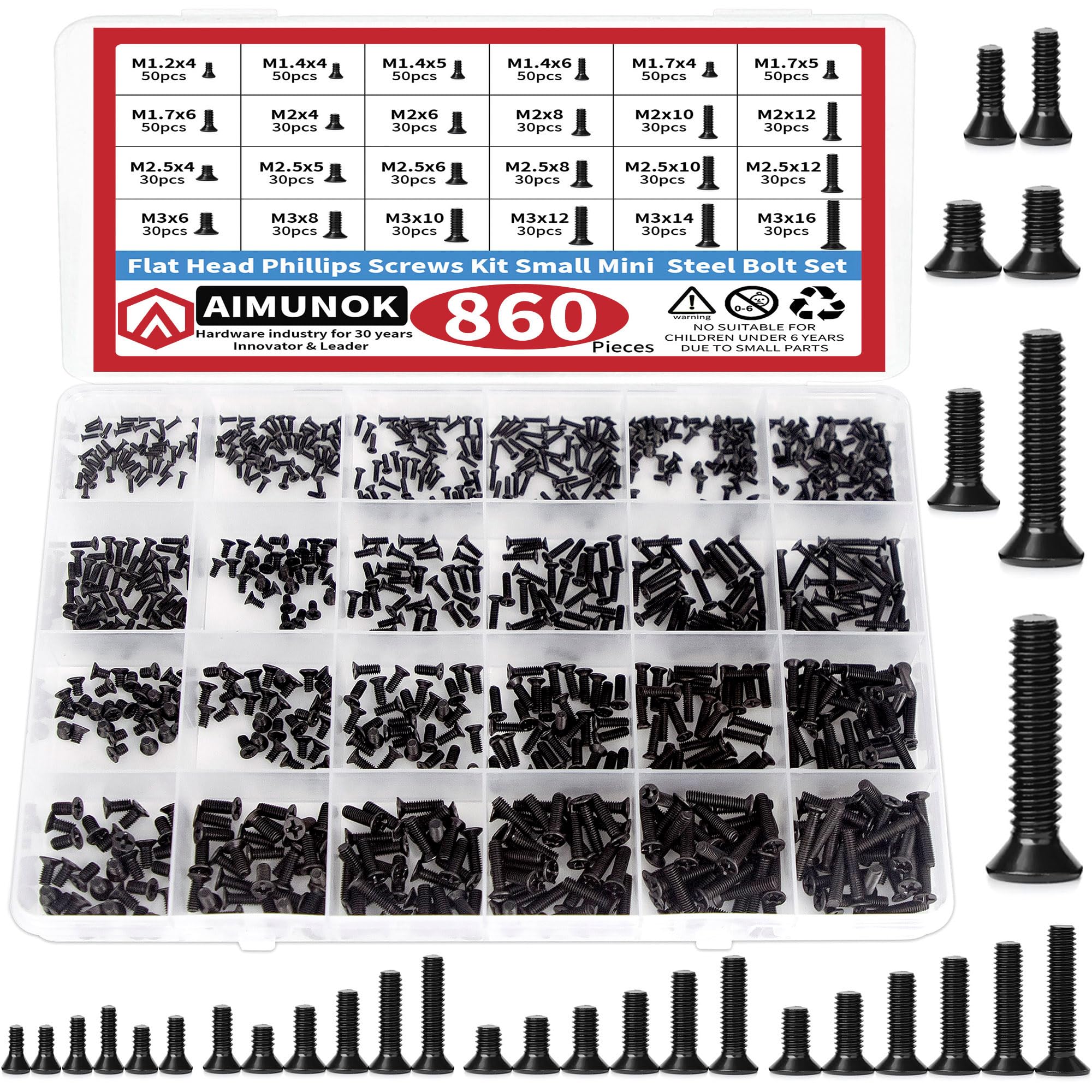 Photo 1 of SAHHIVRM 860 PCS Small Computer Screws Assortment Kit, Black Tiny Eyeglass Screws M1.2 M1.4 M1.7 M2 M2.5 M3, PC & Laptop SSD Hard Drive CPU Cooler Screw, M.2 Electronic Screw Set