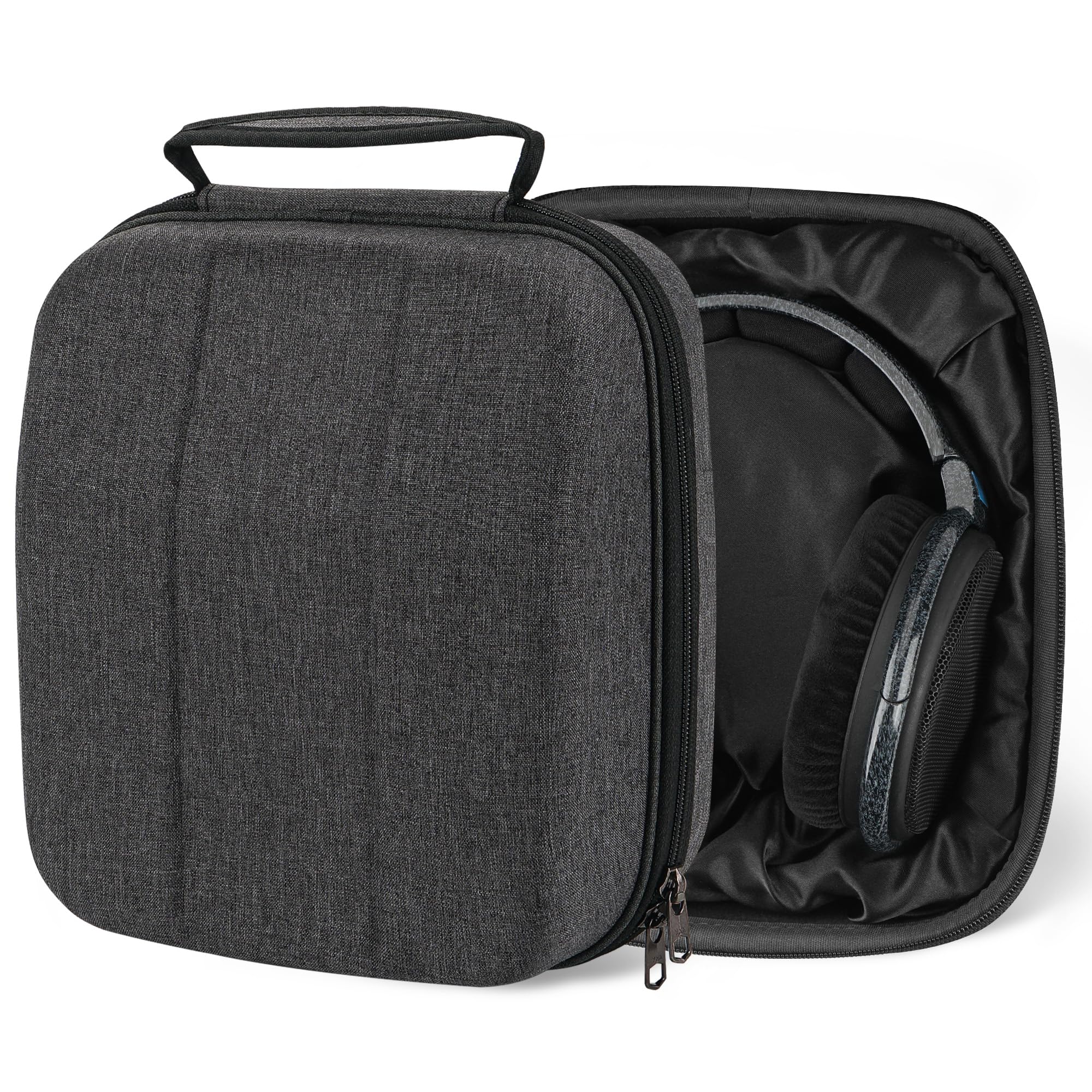 Geekria Shield Case for Large-Sized Over-Ear Headphones, Compatible with Sennheiser HD 660s, HD 599 SE, Replacement Protective Hard Shell Travel Carrying Bag with Cable Storage (Dark Grey)