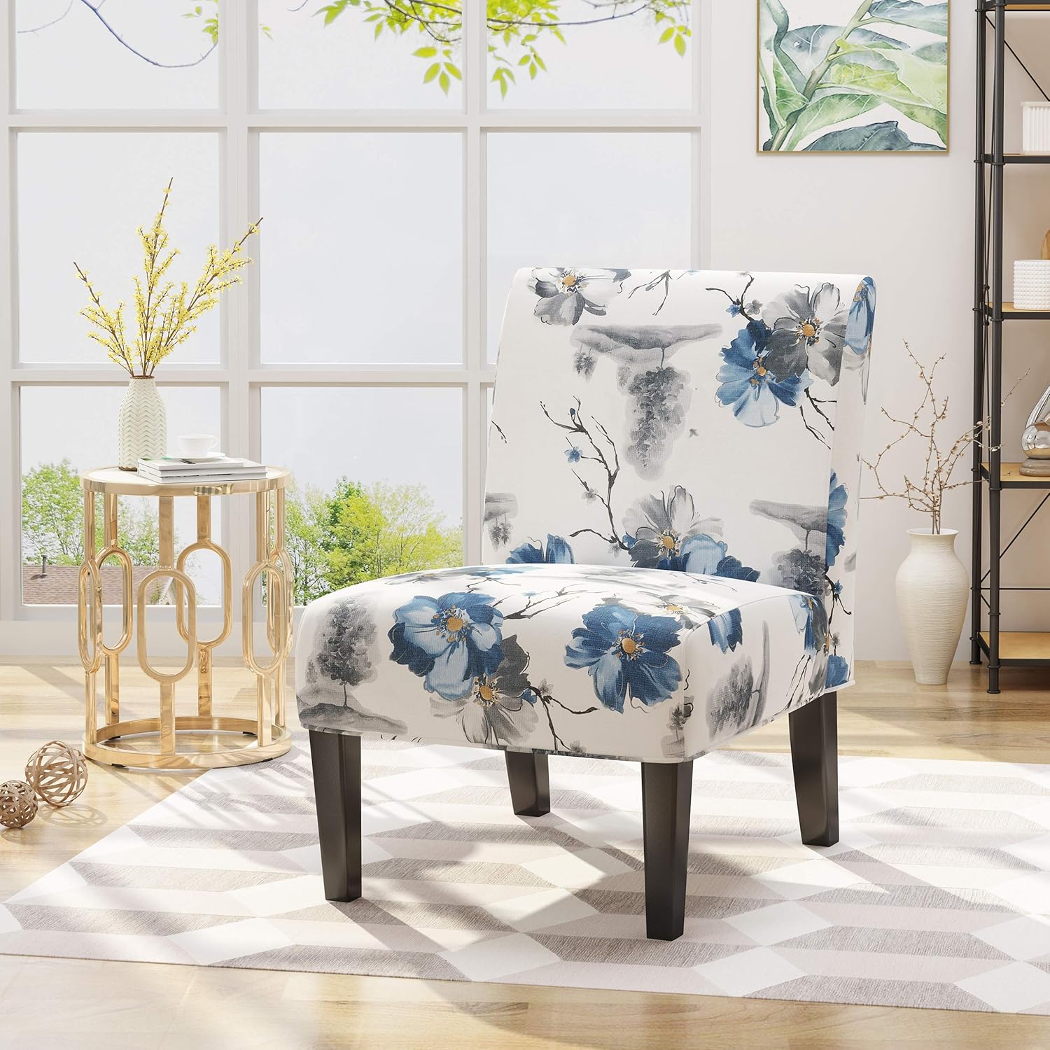 Christopher Knight Home Kendal Traditional Fabric Accent Chair, Print, Matte Black: Furniture & Decor