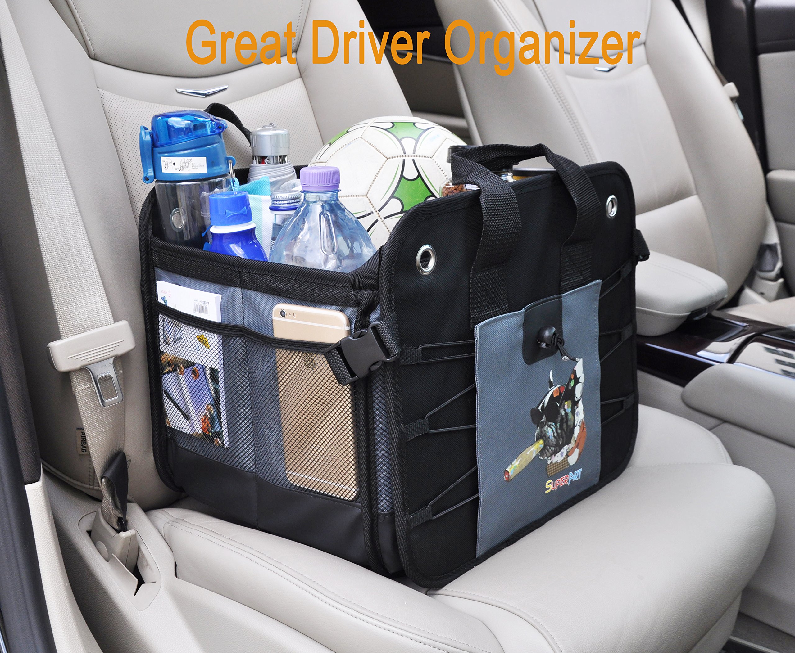 Car Trunk Organizer Heavy Duty Collapsible / Foldable Shopping Tidy Cargo Storage Boxes BAG BIN For Auto Car, SUV, Truck, Home (59 x 37 x 32cm)