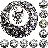 AAR Men,s Scottish Irish Shamrock Kilt Brooch Fly Plaid Antique/Chrome Finish 3" (7cm) diameter S