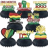 8PCS Happy Juneteenth Honeycomb Centerpieces Black History Party Table Decorations for Happy Juneteenth Party Decorations Supplies