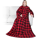 PAVILIA Wearable Blanket with Sleeves for Adult Women Men, Cozy Fleece Warm Wrap Throw with Arms, Gifts for Christmas, Wife