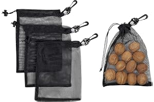 PALTERWEAR Mesh Drawstring Bag With Clip and Toggle Closure - For Watersports, Trekking, Sailing - Multi-Use Set of 4 (Black, 7 x 9 inch)