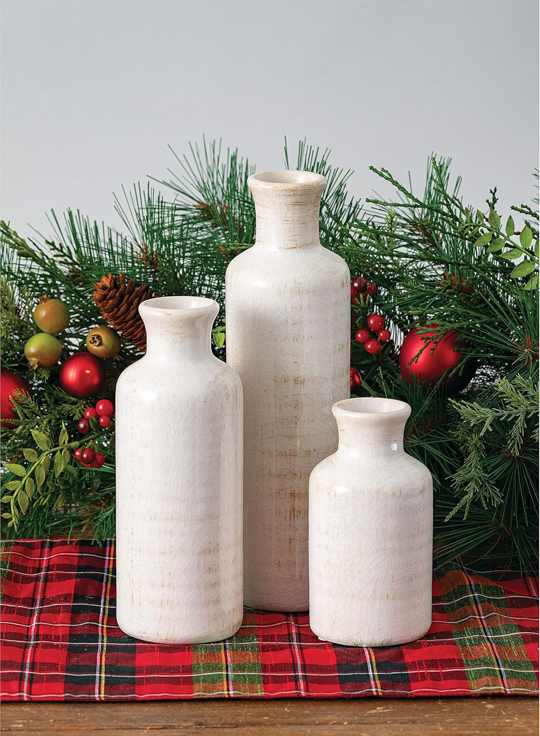 Sullivans Small White Vase Set (Ceramic), Rustic Home Decor, Distressed White, Set of 3 Vases (CM2333).: Home & Kitchen