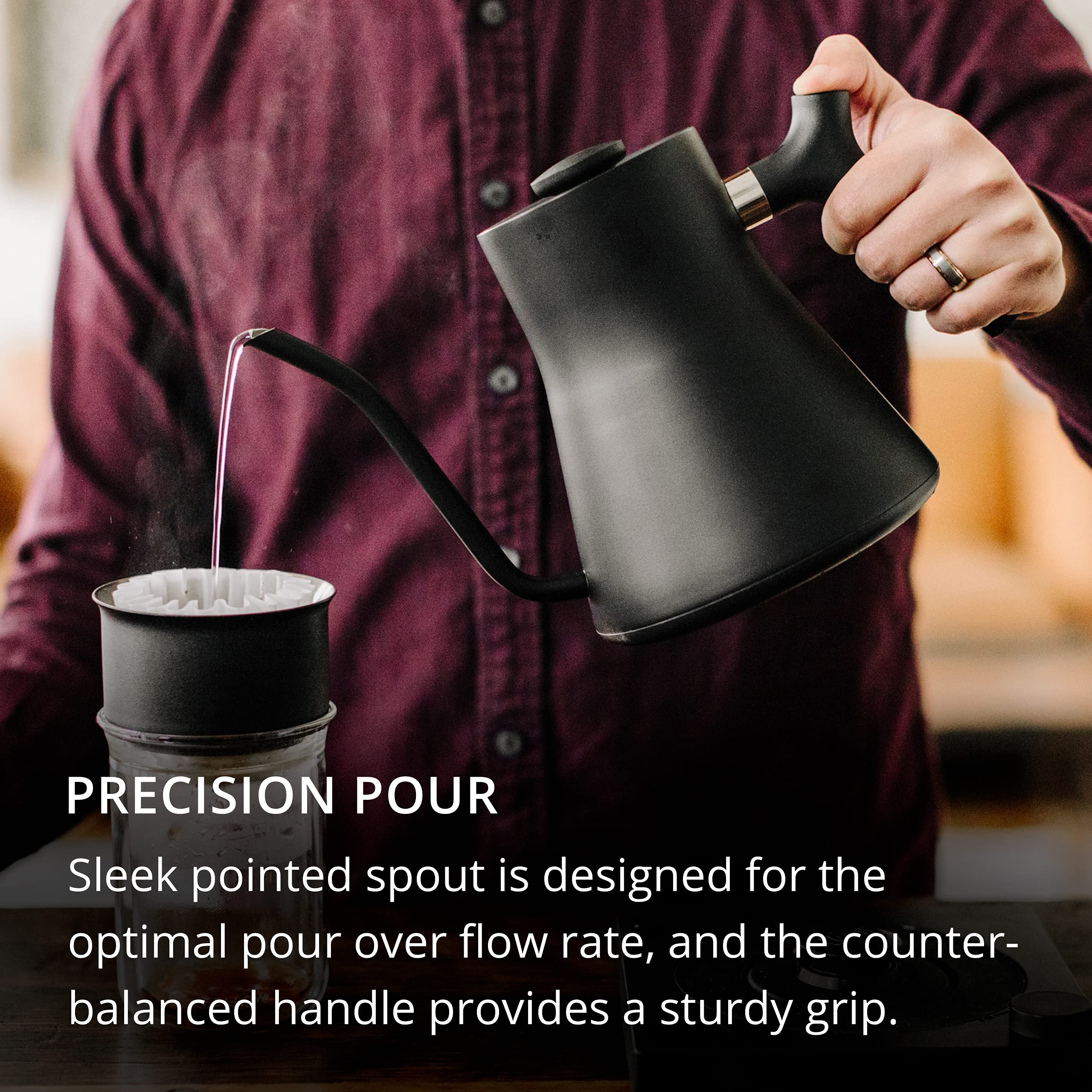 Fellow Stagg EKG Electric Gooseneck Kettle - Pour-Over Coffee Pot and Stagg [XF] Pour Over Coffee Dripper Manual Coffee Maker Set