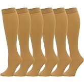 Winterlace Queen Size Trouser Socks Womens 6 Pairs Plus Stretchy Opaque Knee High Wide Calf Nylon Spandex Dress Sock