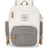 Parker Baby Diaper Backpack - Full Zip Diaper Bag with Insulated Pockets - Cream