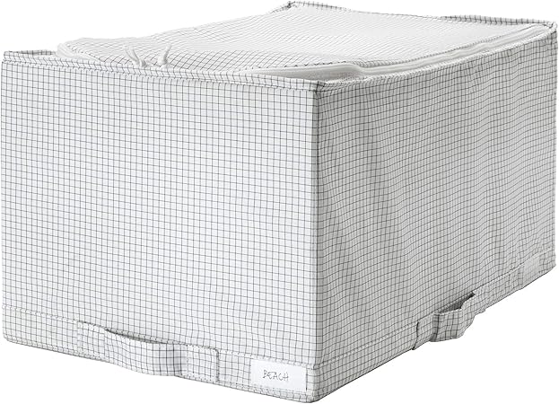 MBI - Caja de almacenaje (34 x 51 x 28 cm), Color Blanco y Gris: Amazon.es: Hogar