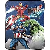 Jay Franco Plush Throw Blanket – 46" x 60" Inches Kids Hero Soft & Cozy Fleece Throw for Bedroom & Couch Décor, Official Licensed Product, Blue - Avengers
