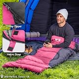 Trail Alpine 400 Hooded Sleeping Bag 0C -10C 2 Way Zipper Pink view 5