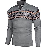 COOFANDY Men's Quarter Zip Pullover Sweater Casual Zip Up Polo Sweater Knit