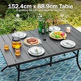 PHI VILLA Garden Table 150x90cm for 6 Outdoor Rust Proof Steel Frame Black view 4