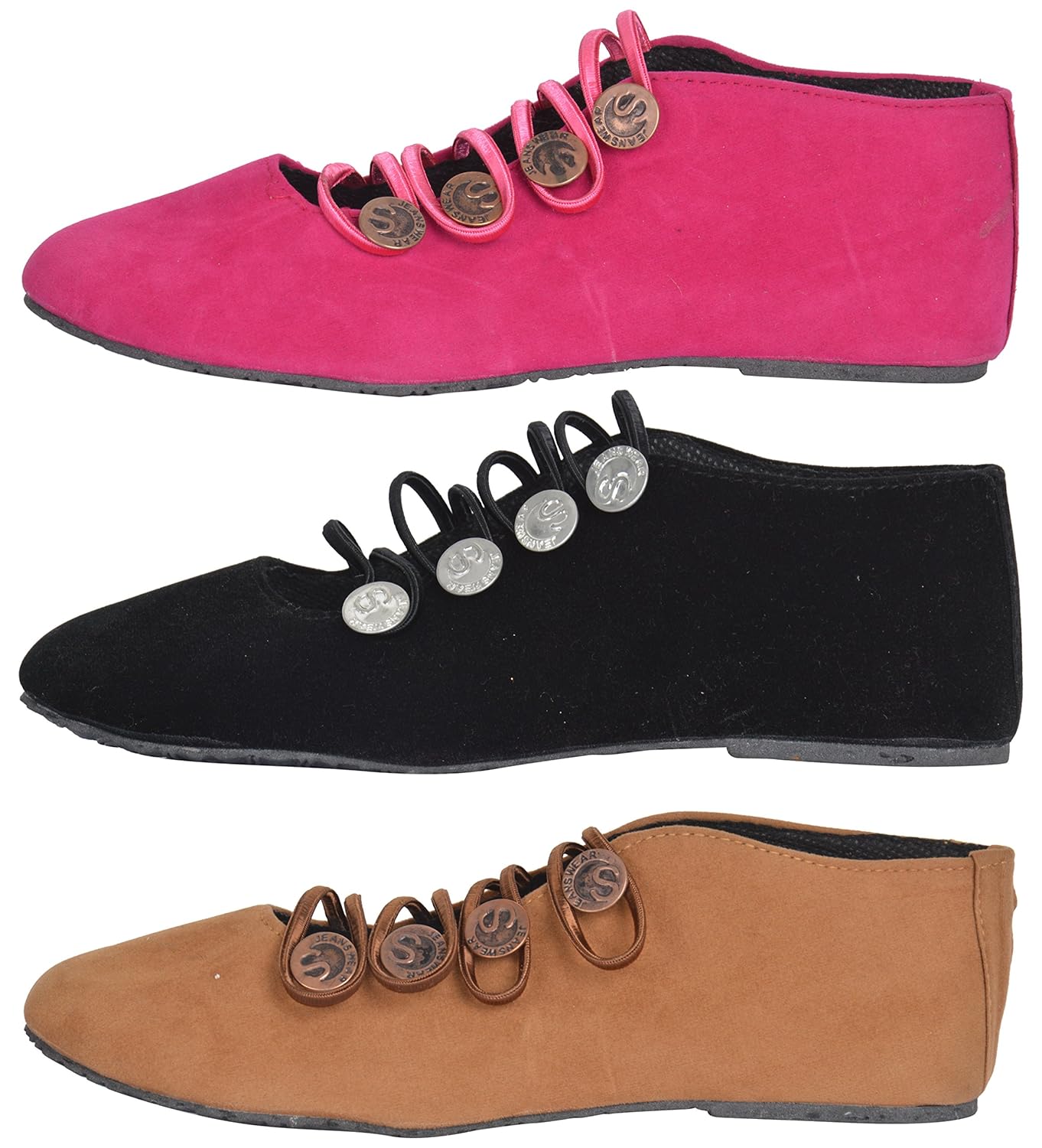 ampereus women's party ware belly 3 pc pack in pink/brown/black