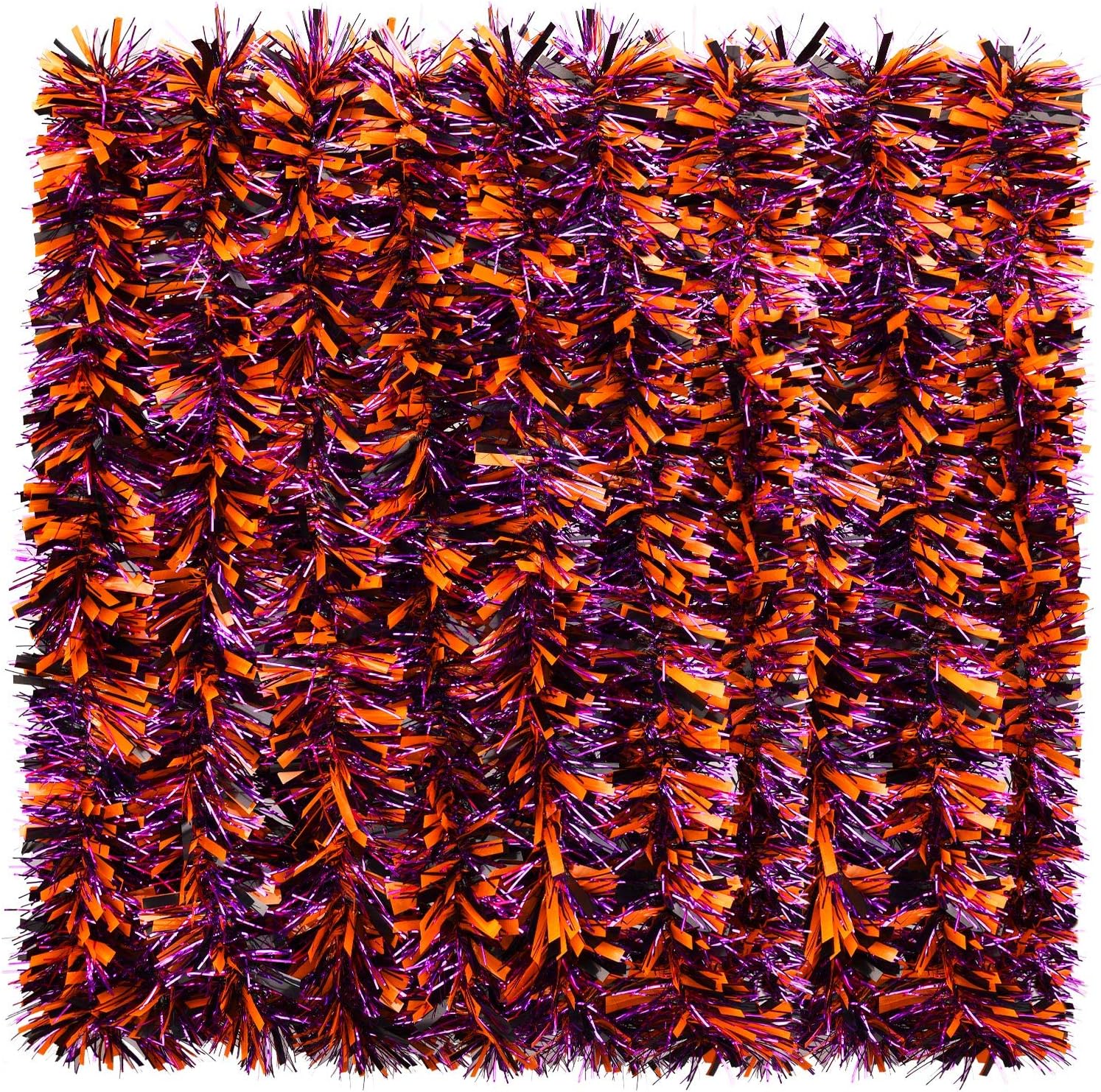 Wreaths, Garlands & Swags - WILLBOND Halloween Tinsel Garland Shiny Garland Metallic Hanging Decorations for Halloween Party Indoor and Outdoor Decorations (Orange and Black Wide Filaments, Purple Thin Filament)
