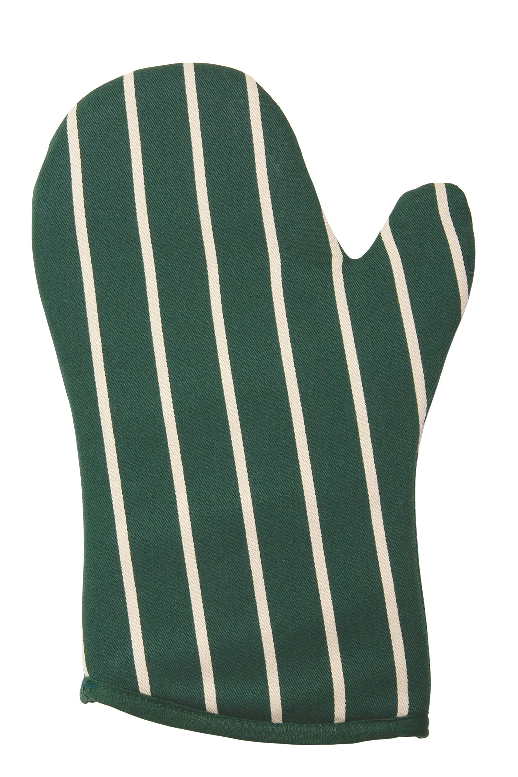 Classic Butcher's Stripe 100 Percent Cotton Oven Gauntlet, Racing Green