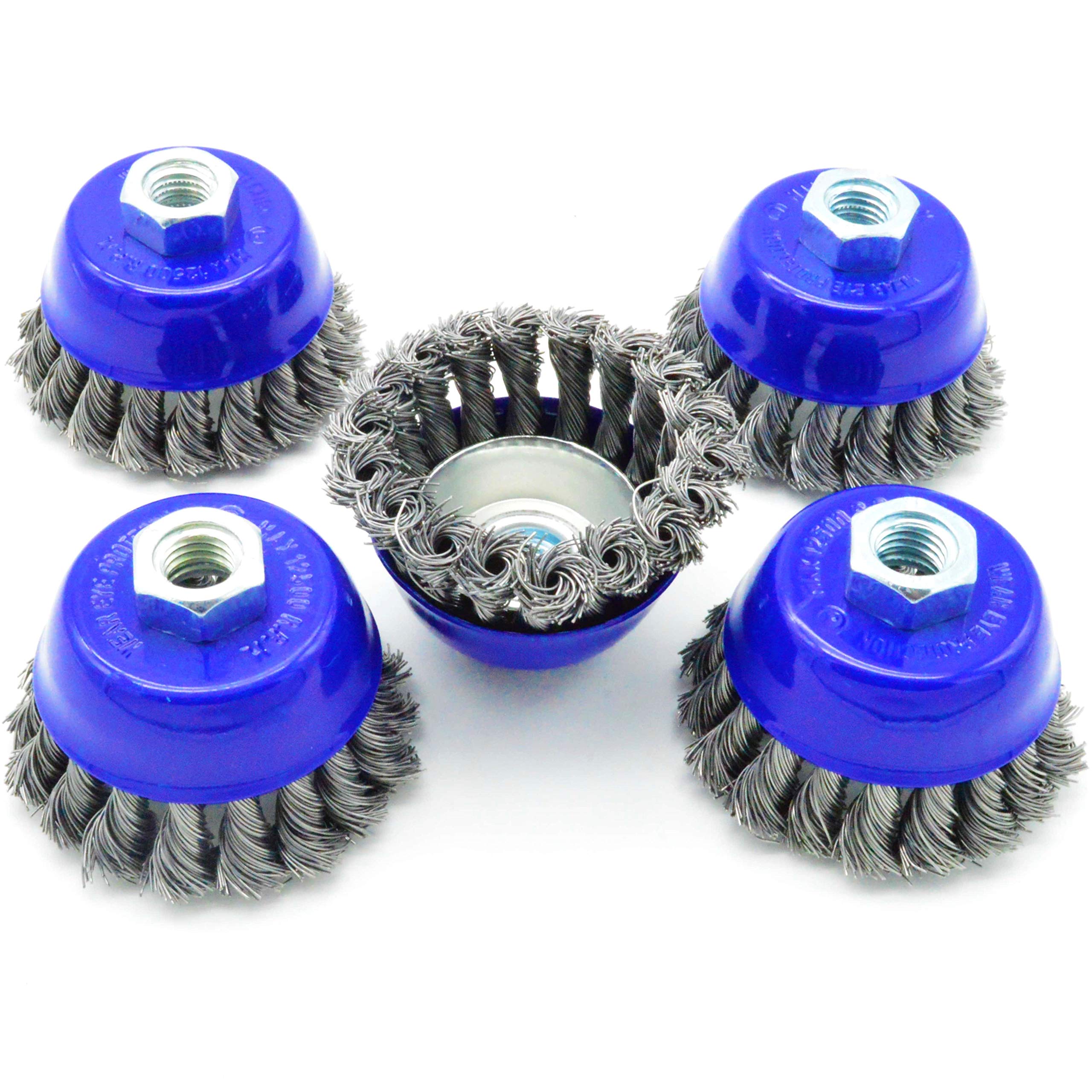 Cup Brush Wire Brush Wheel M14 Diameter 75 mm Braided Steel for Angle Grinder Pack of 5