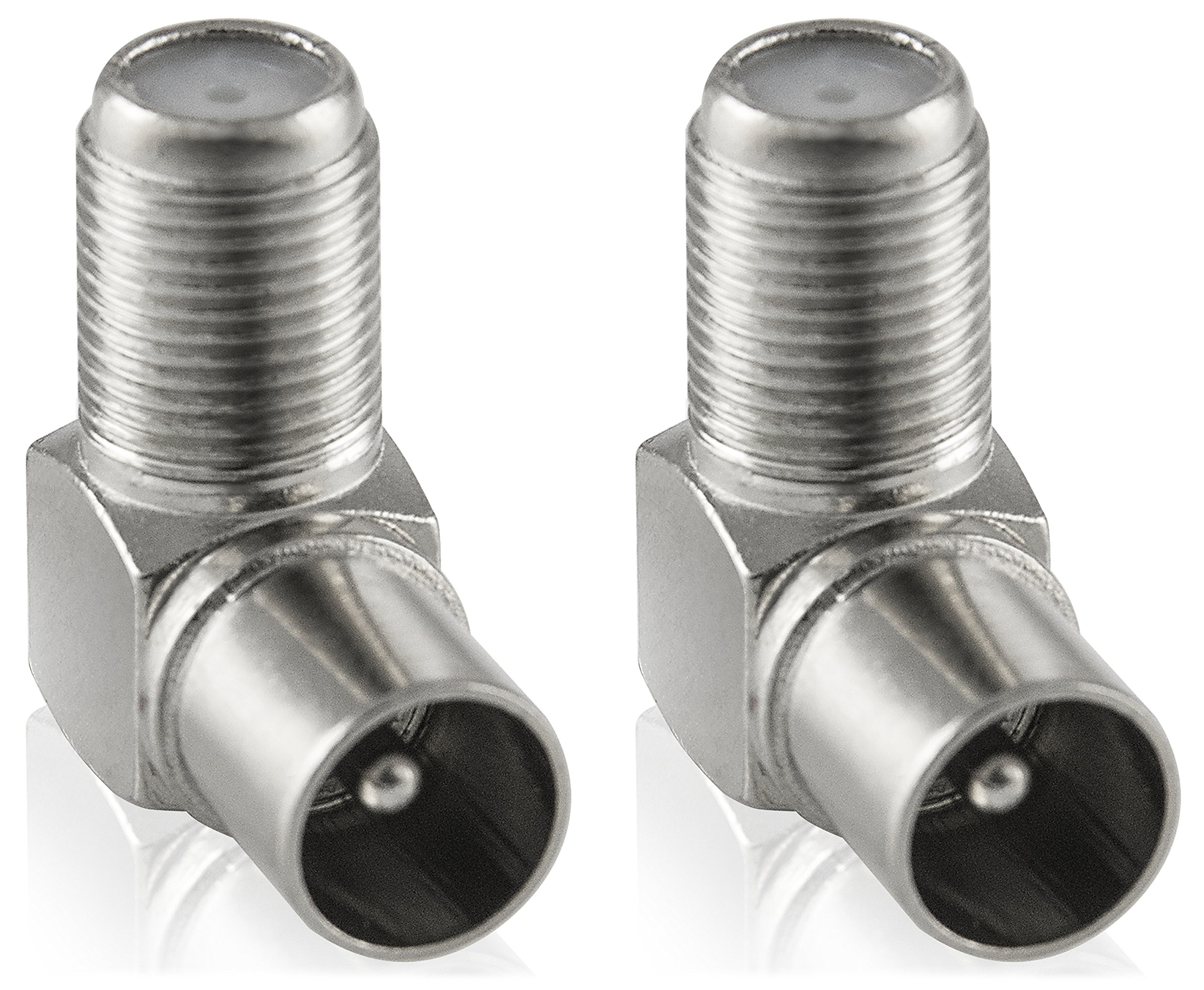 POPPSTAR 2x SAT Angle Adapter (Antenna Angle Adapter 90 degrees angled, Coax F female to IEC antenna connector)