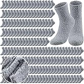 Cuffbow 100 Pairs Bulk Fuzzy Socks for Men Women Cozy Slipper Fluffy Socks Bulk Warm Gifts for Homeless