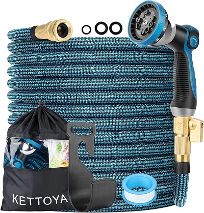 KETTOYA 100FT Expandable Garden Hose with 10-Function Nozzle, Leakproof