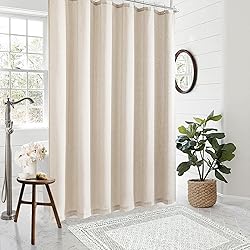 Beige Linen 78 Inch Shower Curtain Extra Long