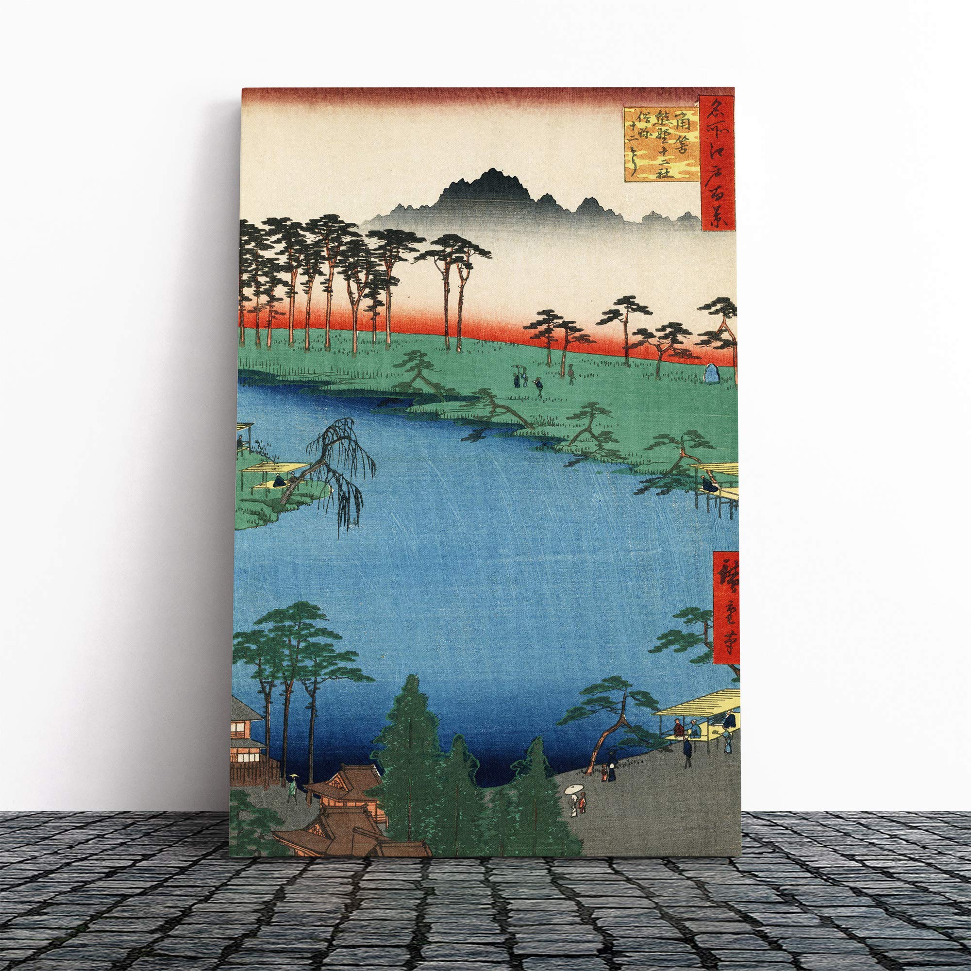 Hiroshige Japanese Oriental Shrine Canvas Print | Gallery Wrapped 30mm Frame Wall Art | 20x14 inches | Ready to Hang | Asian Picture | Living Room Bedroom Lounge Office