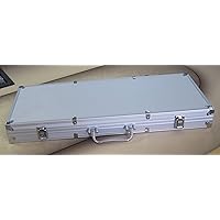 650 Poker Chip Silver Aluminum Closeout Case Casino Style w/ Keys - Holds Cards & Dice