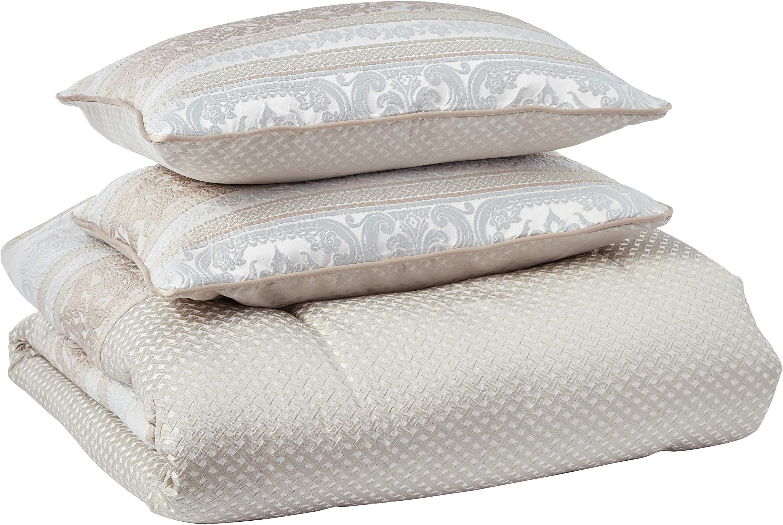 Five Queens Court Melinda Woven Jacquard 4 Piece Luxury Comforter Set, Sage, Queen 92x96