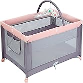 Pamo Babe Pack and Play with Bassinet, Pink Portable Playard for Baby | Foldable portable playard, lightweight crib with compact storage for travel &amp; outdoor use