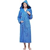 Arus Women's Pacific Hooded Turkish Cotton Bath Robe with Full Length Options
