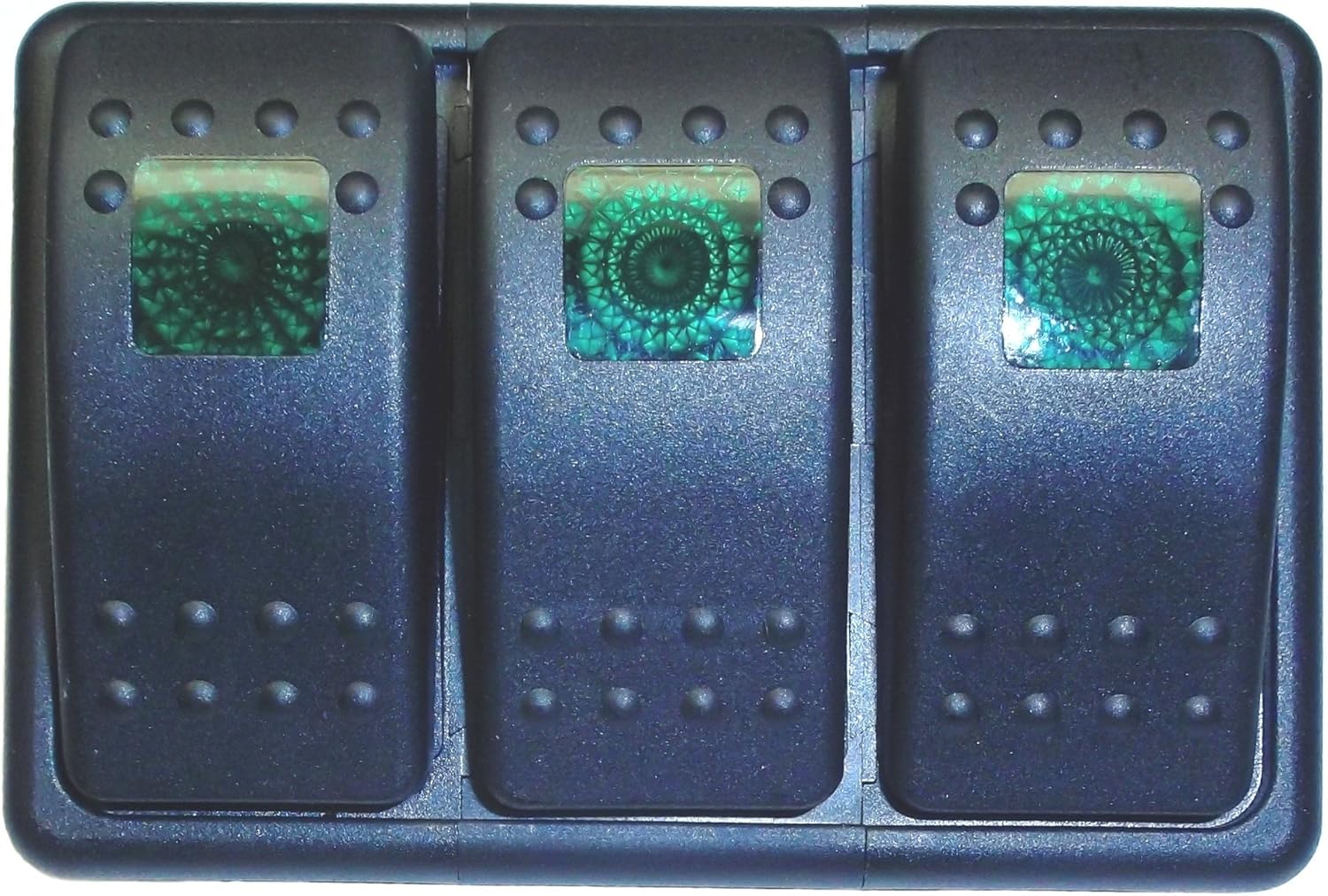 Fastronix Lighted 3 Rocker Switch Panel Auto/Marine (Green)