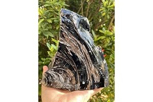 GAF TREASURES Extra Large Black Obsidian Rough Stones, 3-10" Natural Black Obsidian, Raw Black Obsidian Rock (3-4 lb)