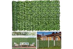 MOEPUT Faux Ivy Privacy Fence Screen 8PCS 20 x 20 Inch Artificial Faux Ivy Hedge Expandable Faux Privacy Fence with 100 pcs Zip Ties Decoration for Wall Screen, Outdoor Garden, Wedding Decor (80x40 inches)