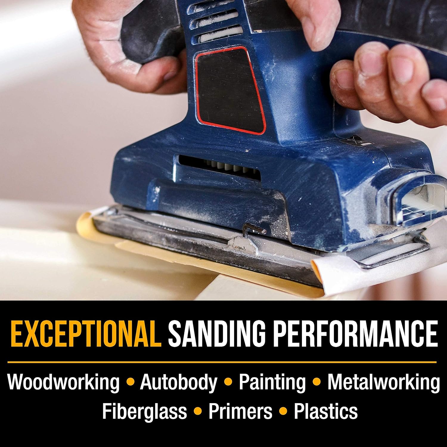 Sander Accessories 180 Grit Hand Sand Block Sanding Use On Sander Tools Woodworking Box Of 16 Sheets 4 1 2 X 11 With Hook Loop Backing 1 2 Sheet Size Wood Workers Gold Dura Gold