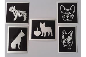 DAZZLE GLITTER TATTOOS 12 x French Bulldog Frenchie Mixed Stencils for Etching on Glass Gift Present Glassware Hobby Craft