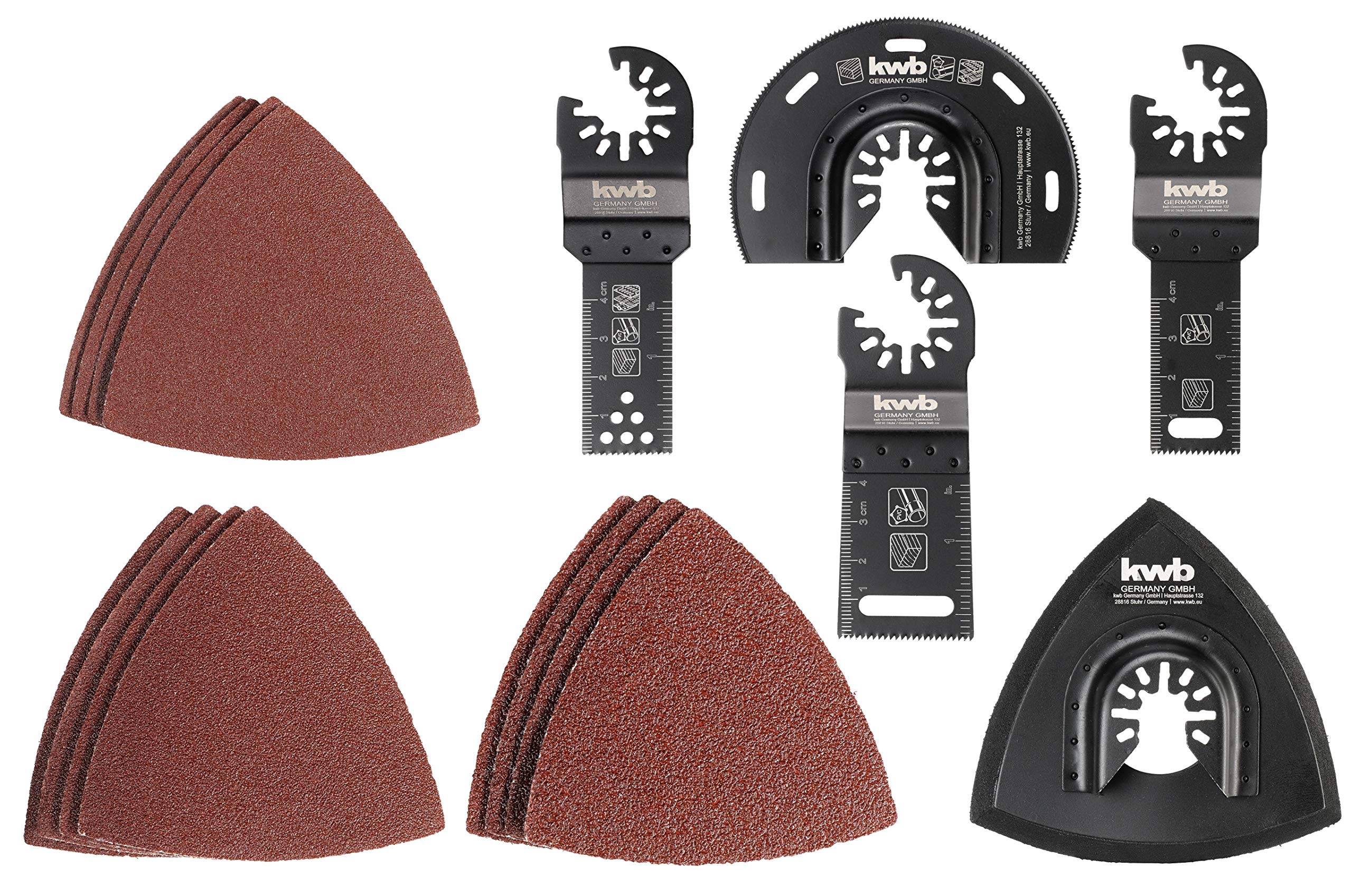 Original Einhell 17-Piece Starter Kit for Multitools (Multifunctional Tool Accessories, 1x Segment Saw Blade, 3X Plunge Saw Blade, 1x Delta Sanding Plate, 12x Sandpaper)