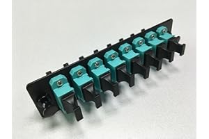 RiteAV LGX Footprint Fiber Optic Cable MPO Adapter Patch Panel 8 Ports Loaded w/8 MPO Adapters OM3 10Gig Black