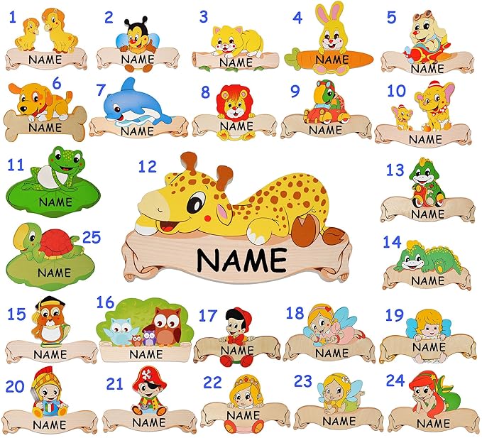 alles-meine.de GmbH Holz - Namensschild / Wandbild / Türschild - Baby Engel - incl. Namen - selbstklebend - für Kinderzimmer 